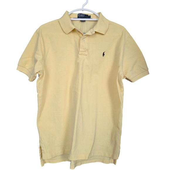 Polo Ralph Lauren Mens Yellow Cotton Classic Fit Short Sleeve Polo Shirt Size L - Picture 2 of 7
